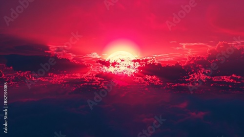 Blood Red Sunset with Clouds