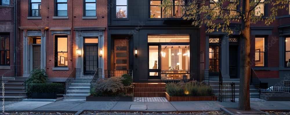 Elegant row house with a modern twist. Elegant row house with a modern twist.