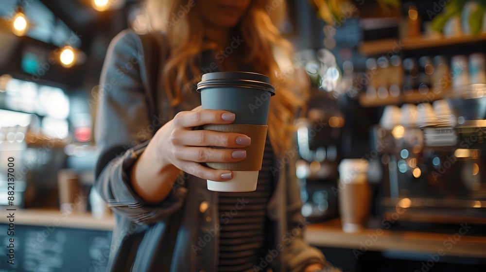 Individual Using Reusable Cup to Reduce Waste at Coffee Shop Individual Using Reusable Cup to Reduce Waste at Coffee Shop