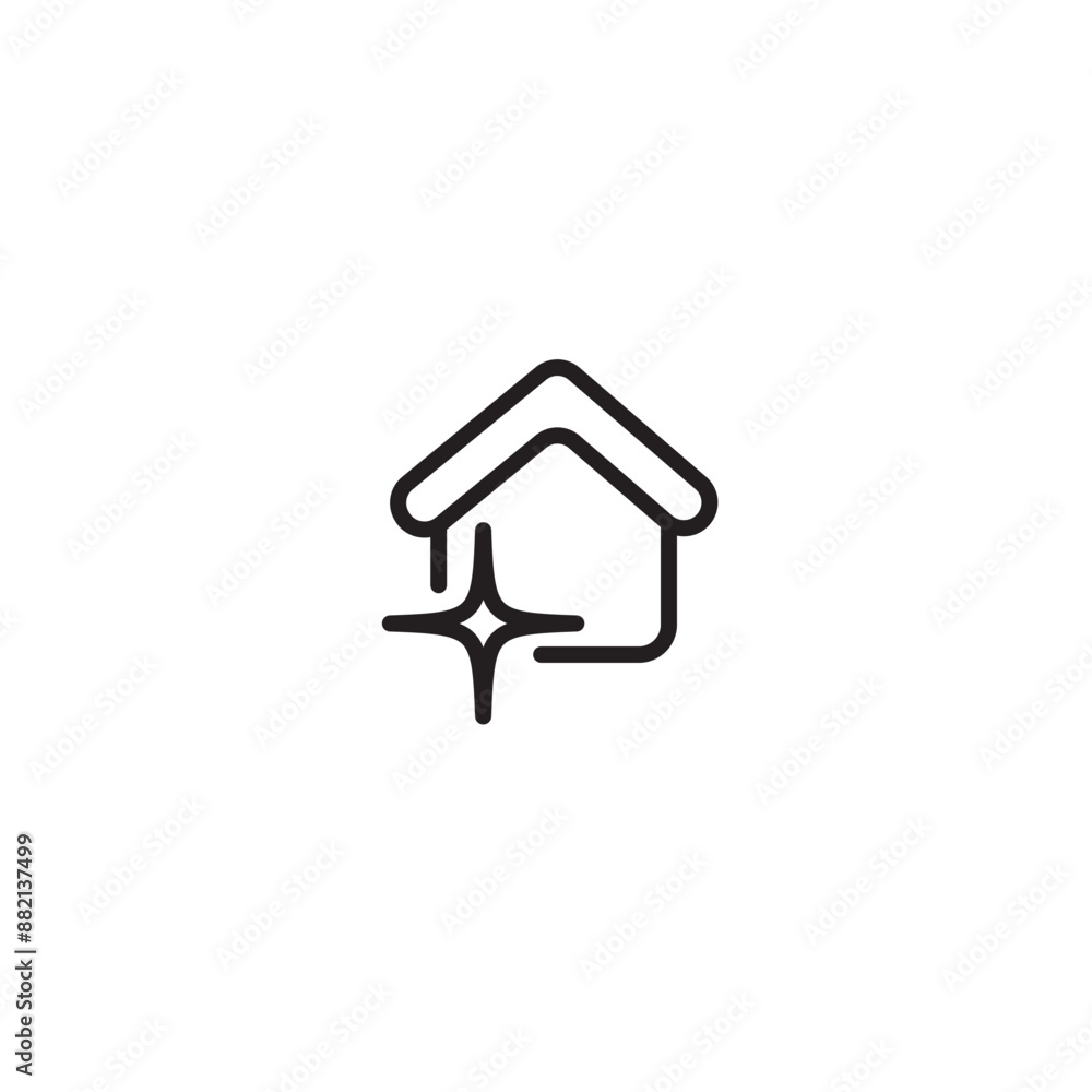 Clean house with shine line icon. Shiny glossy building symbol, outline style pictogram on white background. Home cleaning service sign mobile concept web design. Editable icon. Clean house with shine line icon. Shiny glossy building symbol, outline style pictogram on white background. Home cleaning service sign mobile concept web design. Editable icon.
