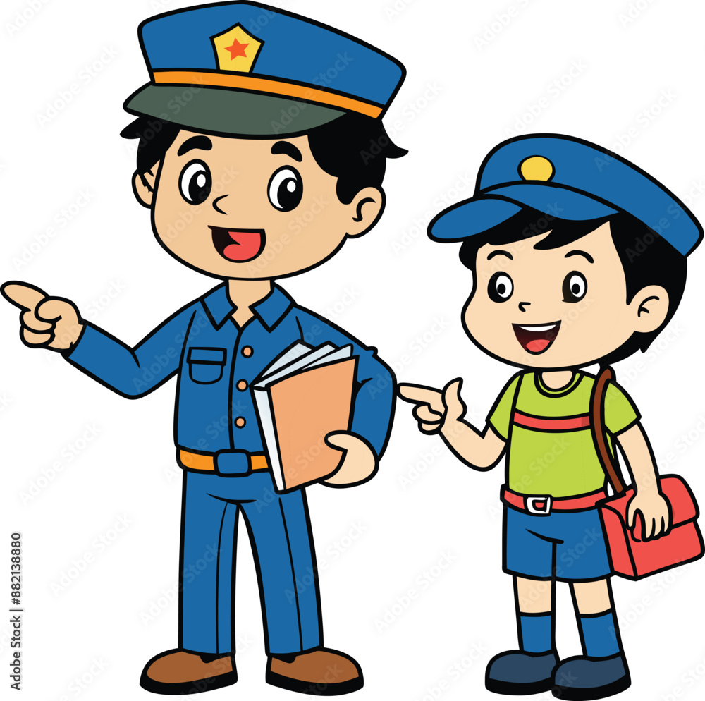 cute police officer boy helping a tourist with directions cute police officer boy helping a tourist with directions
