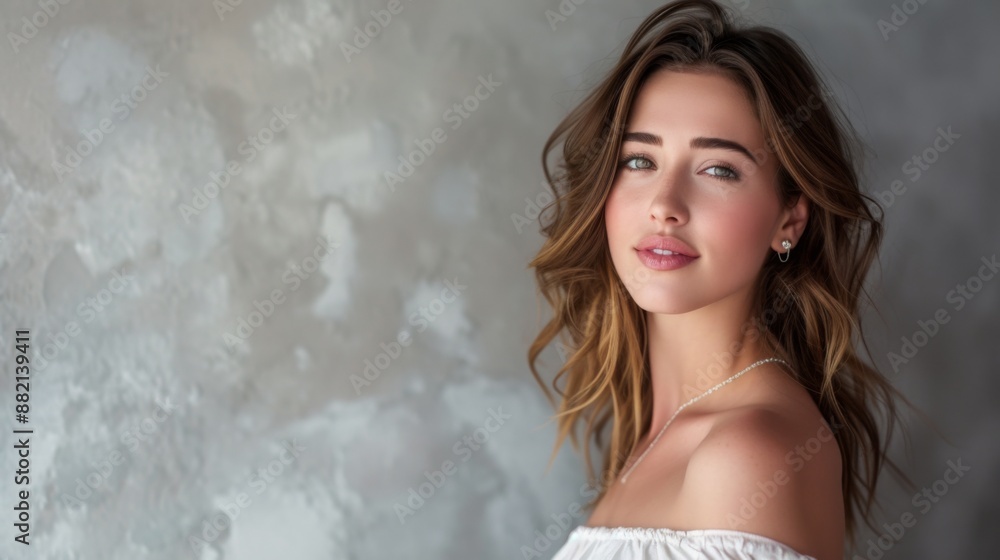 Beautiful woman, captured with soft, flattering lighting and a clean background Beautiful woman, captured with soft, flattering lighting and a clean background