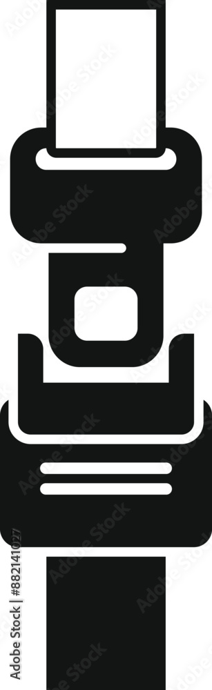 Black glyph icon depicting a fastened safety belt buckle, emphasizing the importance of security and protection Black glyph icon depicting a fastened safety belt buckle, emphasizing the importance of security and protection