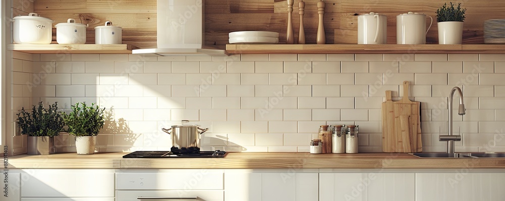 Modern kitchen with an empty recipe holder. Modern kitchen with an empty recipe holder.