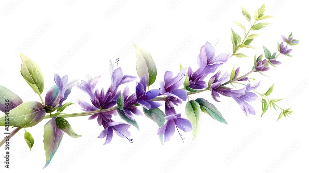 Elegant Purple Salvia Blossom in Botanical Elegant Purple Salvia Blossom in Botanical