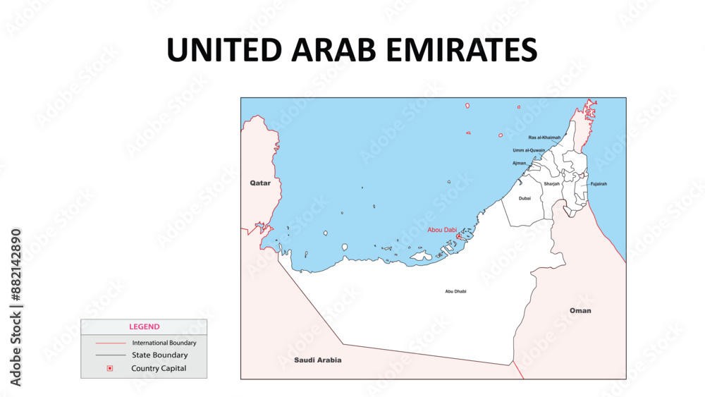 United Arab Emirates Map. State map of United Arab Emirates ...