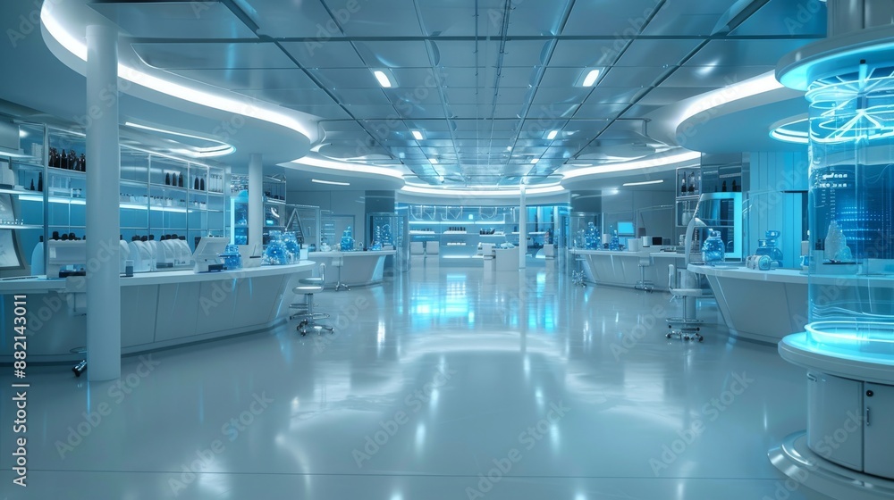 Modern and innovative high-tech lab featuring advanced technology and sleek design. Modern and innovative high-tech lab featuring advanced technology and sleek design.