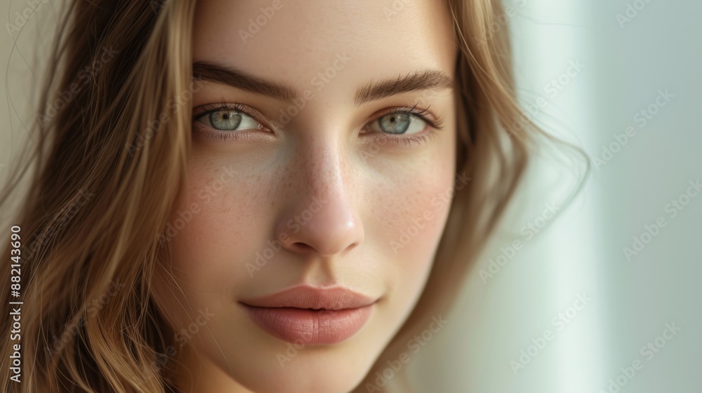 Beautiful woman, captured with soft, flattering lighting and a neutral background Beautiful woman, captured with soft, flattering lighting and a neutral background