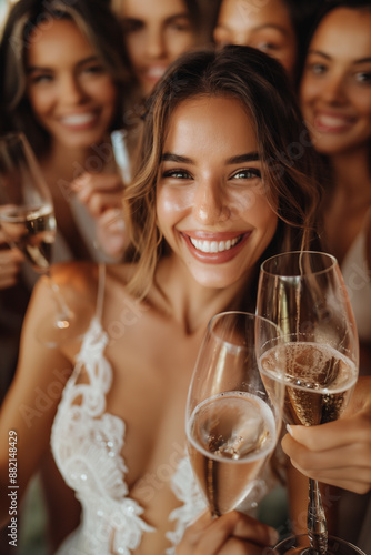 a latin bride celebration with champagne