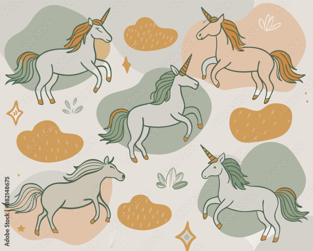 Fototapeta premium cute unicorn seamless pattern v2