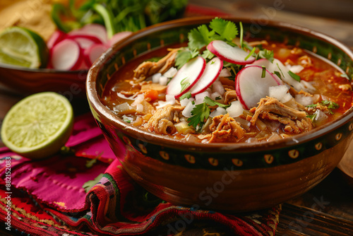 Traditional Mexican Pozole Soup.