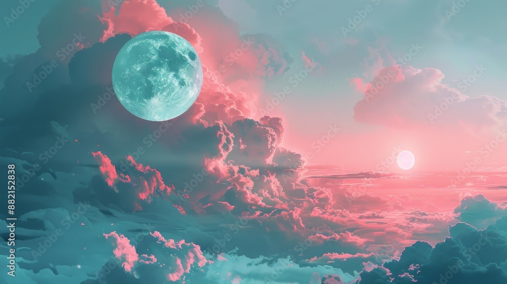 Naklejka premium Minimalistic lucid dream scene with high contrast and pale colors, low saturation, depicting a surreal and ethereal atmosphere. Perfect for conceptual art and dreamlike visuals.