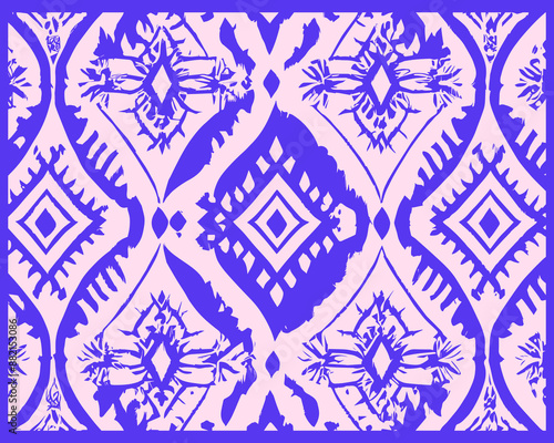 Pink Ikat pattern ornament, fabric artistic design