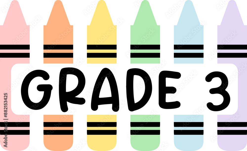 Grade 3 - School Crayons Graphic Grade 3 - School Crayons Graphic