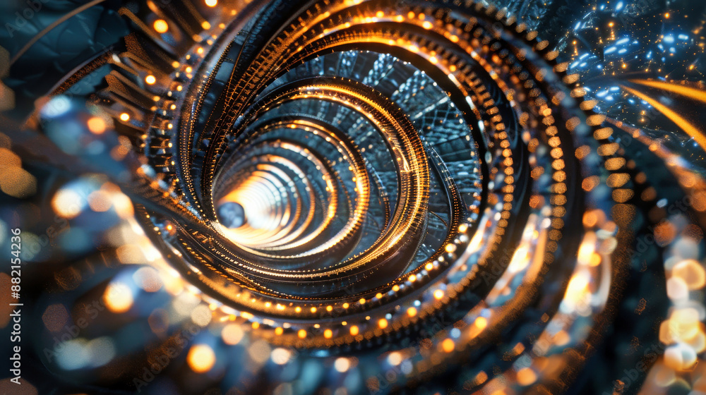 Futuristic giant cosmic tunnel, science fiction time or inter-dimension travel concept Futuristic giant cosmic tunnel, science fiction time or inter-dimension travel concept