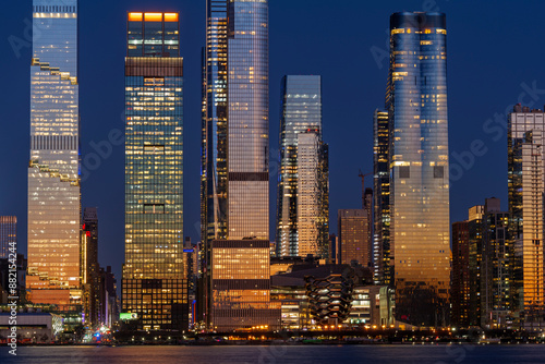 Midtown Manhattan and Hudson Yards skyscrapers panorama at dusk, New York. High quality photo