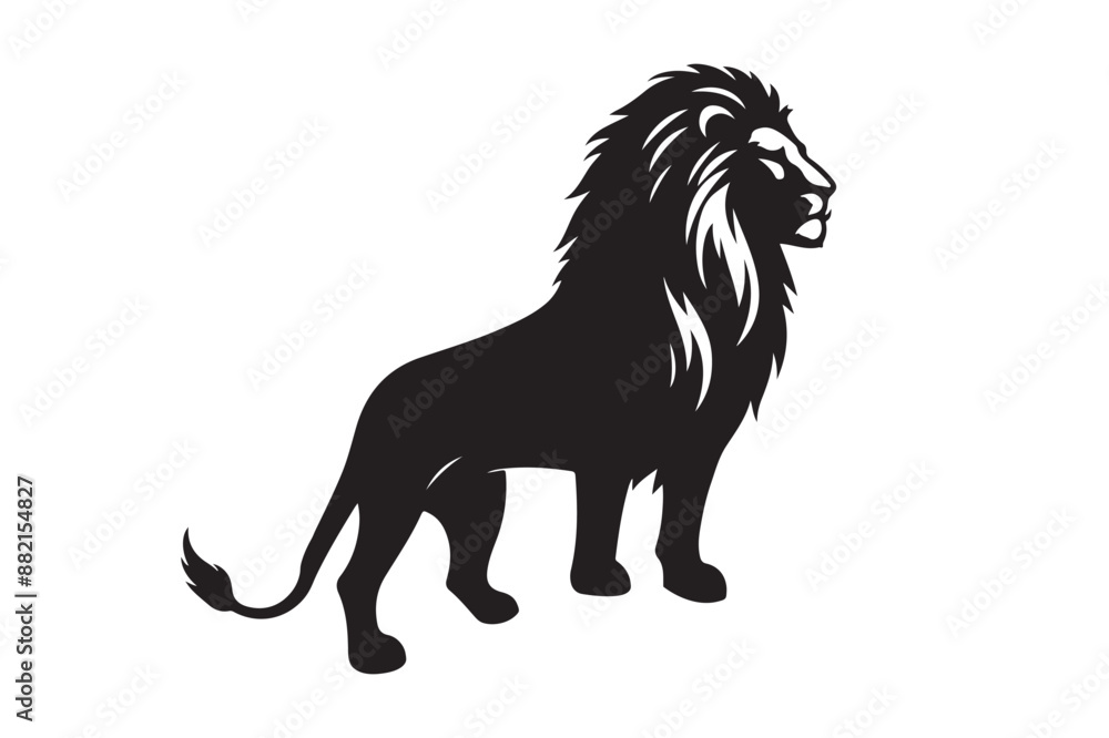 Obraz premium Lion Silhouette vector on White Background.