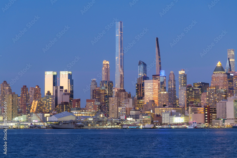 View of Manhattan West side from New Jersey side of Hudson. High quality photo View of Manhattan West side from New Jersey side of Hudson. High quality photo