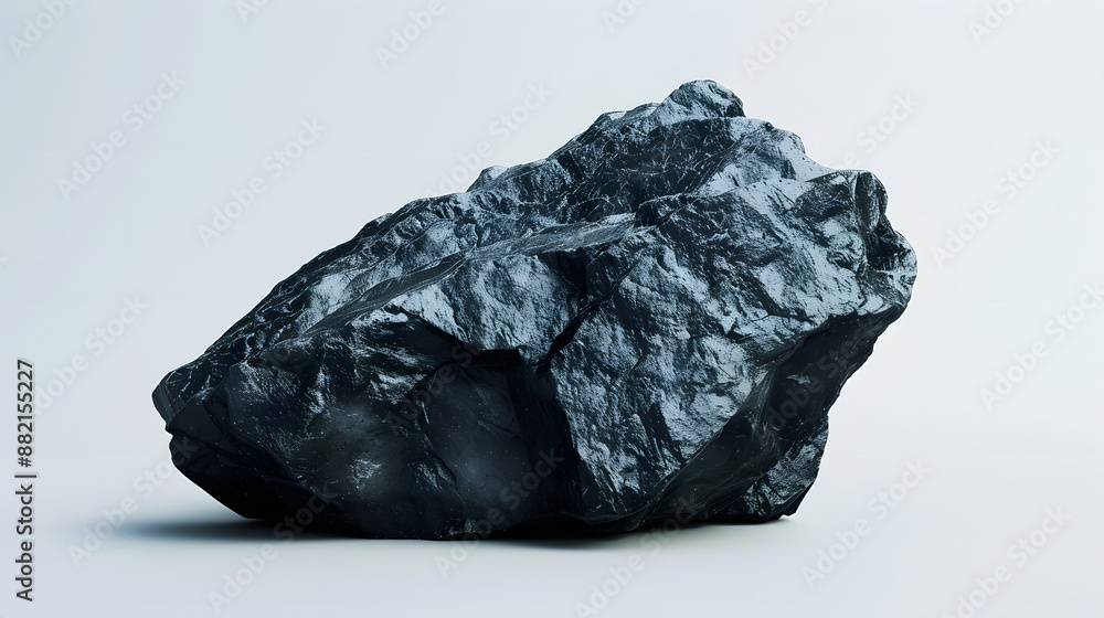 A black 3d stone. Isolated on white. Asteroid isolated on white background. Realistic big rock stones. A black 3d stone. Isolated on white. Asteroid isolated on white background. Realistic big rock stones.