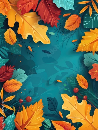 Wallpaper Mural Autumn Leaves with Berries Torontodigital.ca