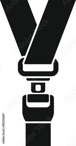 Black and white silhouette of a hand fastening a seat belt, emphasizing safety in vehicles