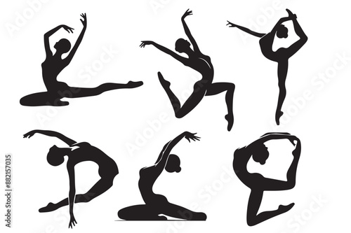 Set of ballet dancers silhouettes Vector 