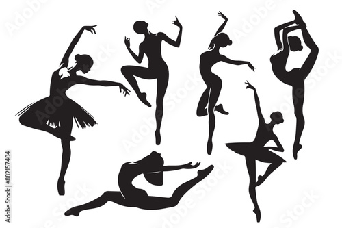 Set of ballet dancers silhouettes Vector
