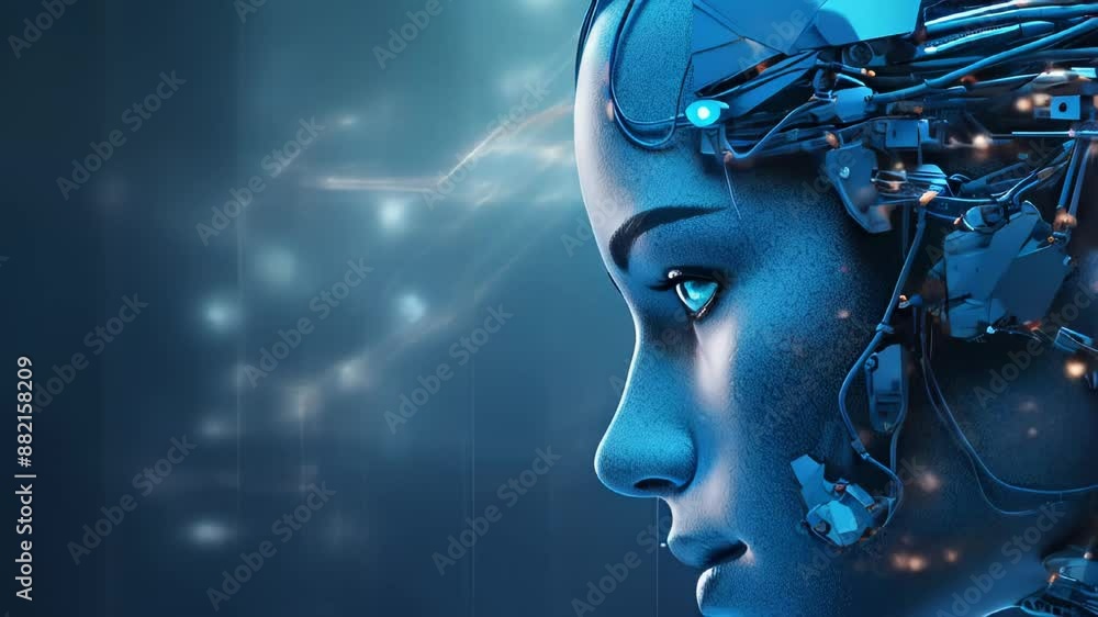 Robot head with place for text. Robot head with place for text.