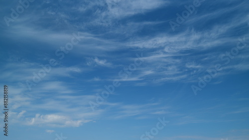 Sky with bautiful silky clouds. Puffy fluffy cirrus clouds. Timelapse.