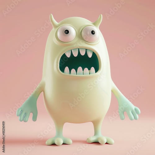 Cute 3D Monster with Big Eyes