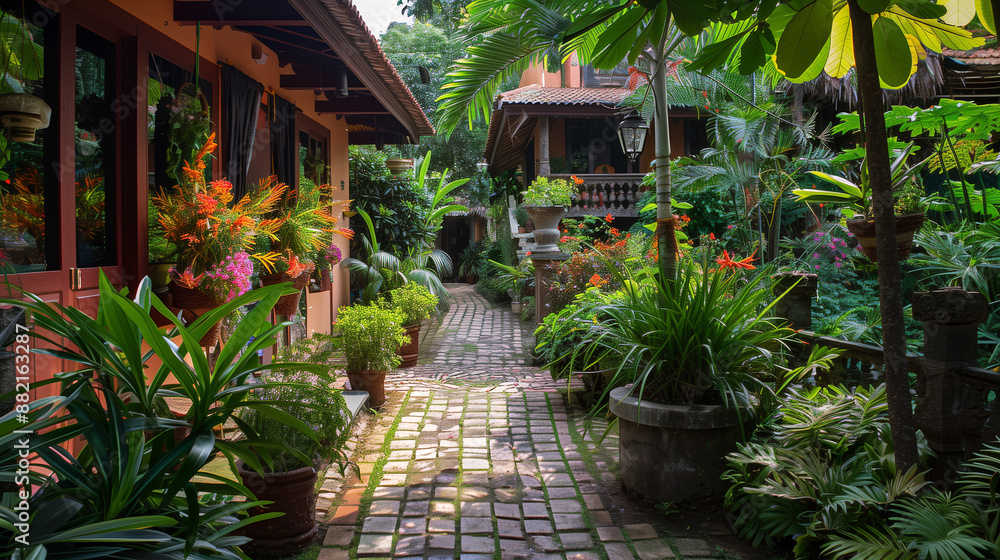 Tropical garden in Ubud, Bali island, Indonesia Tropical garden in Ubud, Bali island, Indonesia