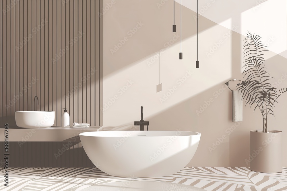 Fototapeta premium A simple bathroom interior in a modern style. 