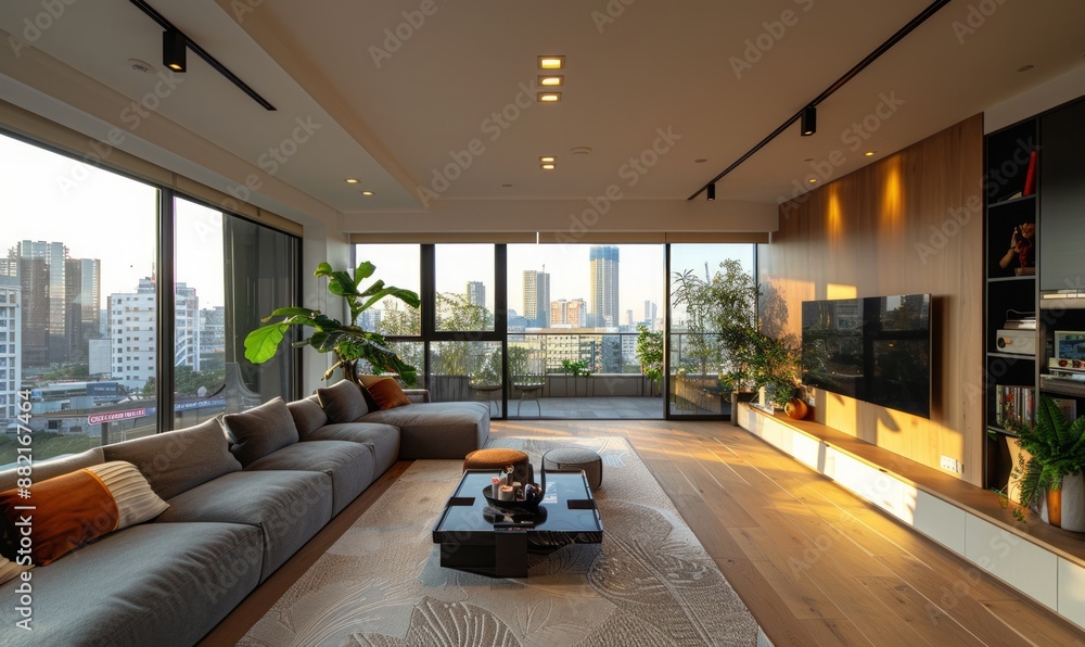Modernist urban apartment with innovative features. Modernist urban apartment with innovative features.