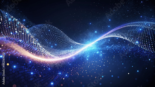 Wallpaper Mural digital particles wave and light abstract background Torontodigital.ca