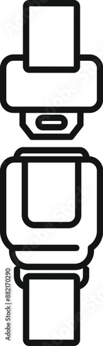 Simple line icon of a seatbelt buckle fastened, representing safety and security during travel