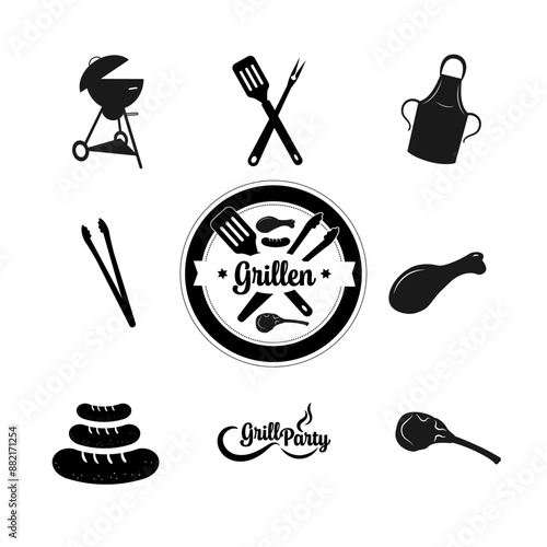 Grillen - Grill icons und Grillen-Button 