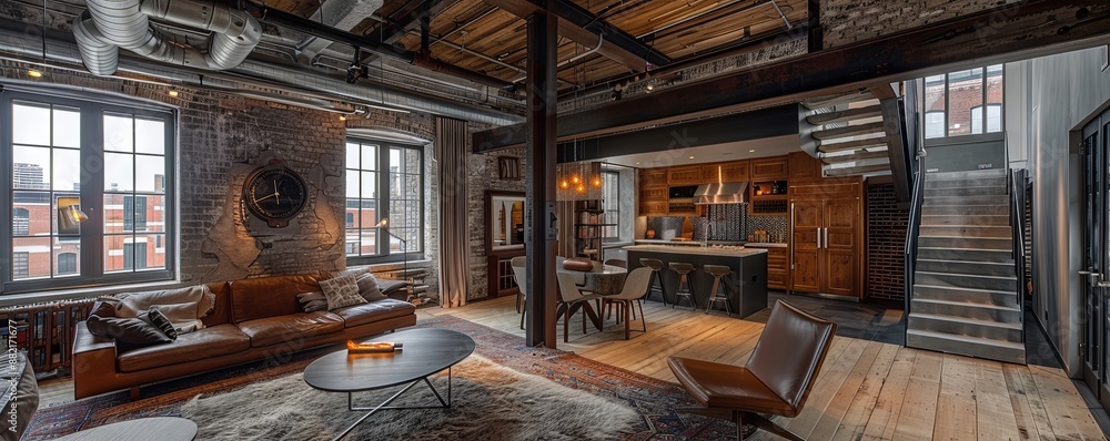 Urban loft with industrial chic decor. Urban loft with industrial chic decor.