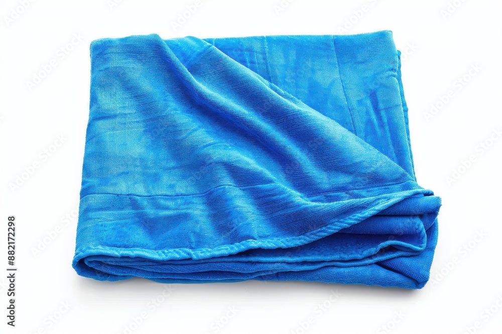 Bright blue picnic blanket isolated on white background. Bright blue picnic blanket isolated on white background.