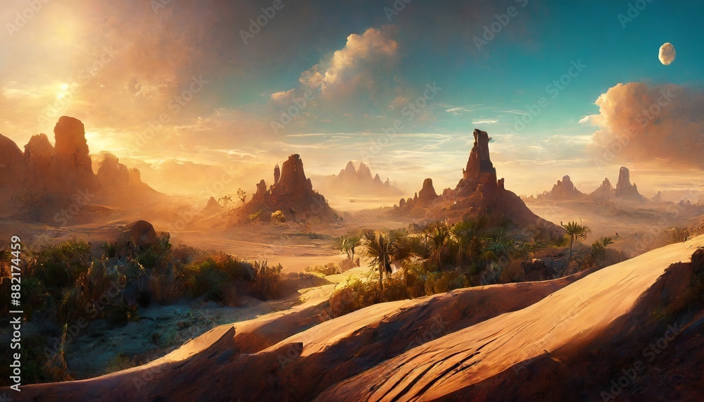 Naklejka premium sunset in the desert