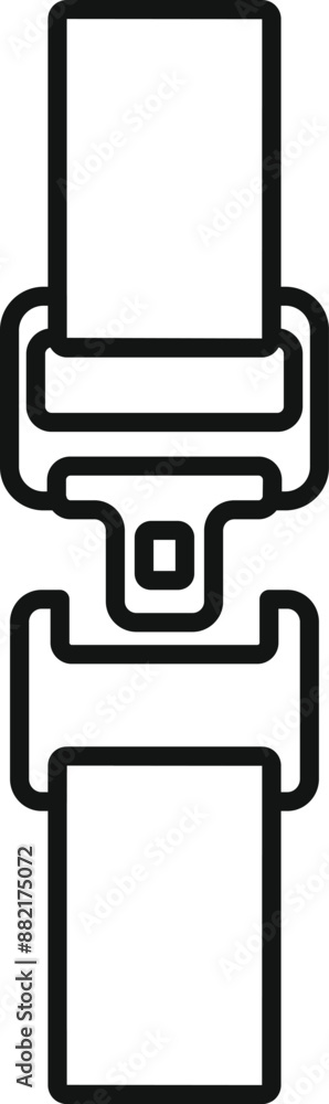 Simple line icon of a fastened seat belt buckle, representing safety and security Simple line icon of a fastened seat belt buckle, representing safety and security