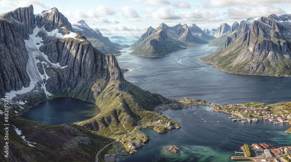 Obraz premium Landscape of stunning mountains and rivers in perfect nature