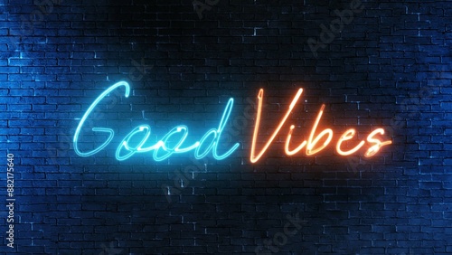 Fotografie Good Vibes text font with light