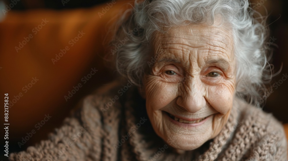 Close-Up Portrait of a Smiling Elderly Woman With Gray Hair Close-Up Portrait of a Smiling Elderly Woman With Gray Hair