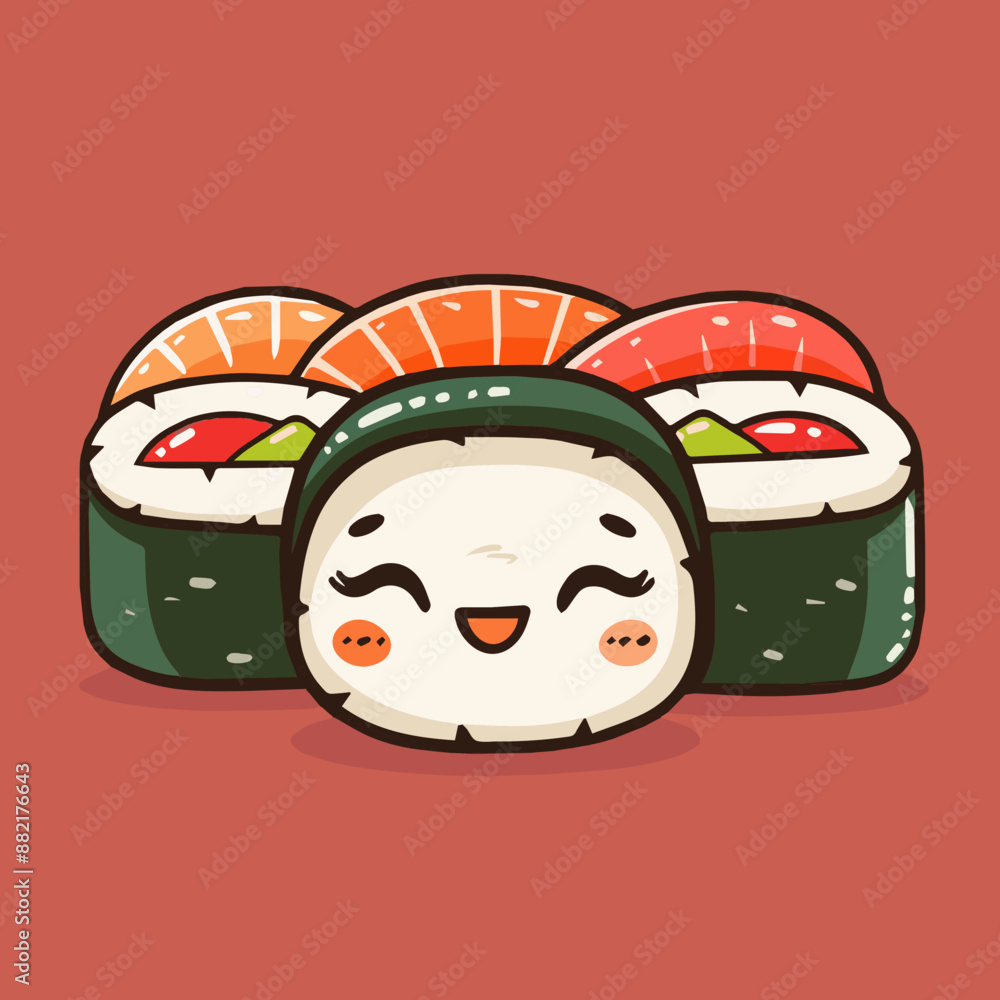 Cute Cartoon Sushi Food Characters Cute Cartoon Sushi Food Characters