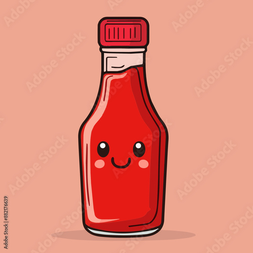 Cute Cartoon Ketchup Food Character