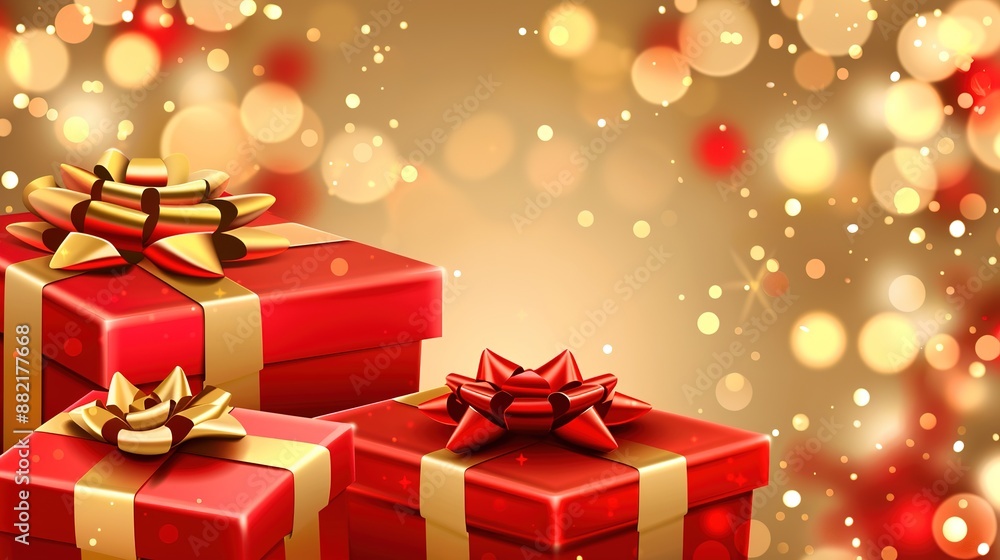 Festive Celebration Background: Gift Boxes and Confetti on a Blue Bokeh, Captured in a Real Photo Festive Celebration Background: Gift Boxes and Confetti on a Blue Bokeh, Captured in a Real Photo