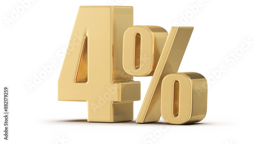 4 Percent Off Sale Gold Number 3D