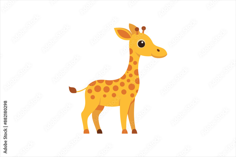 A curious baby giraffe looking around vector artwork illustration A curious baby giraffe looking around vector artwork illustration