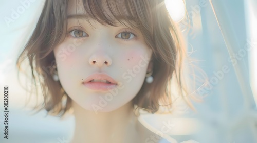 清楚で美しい女性と背景