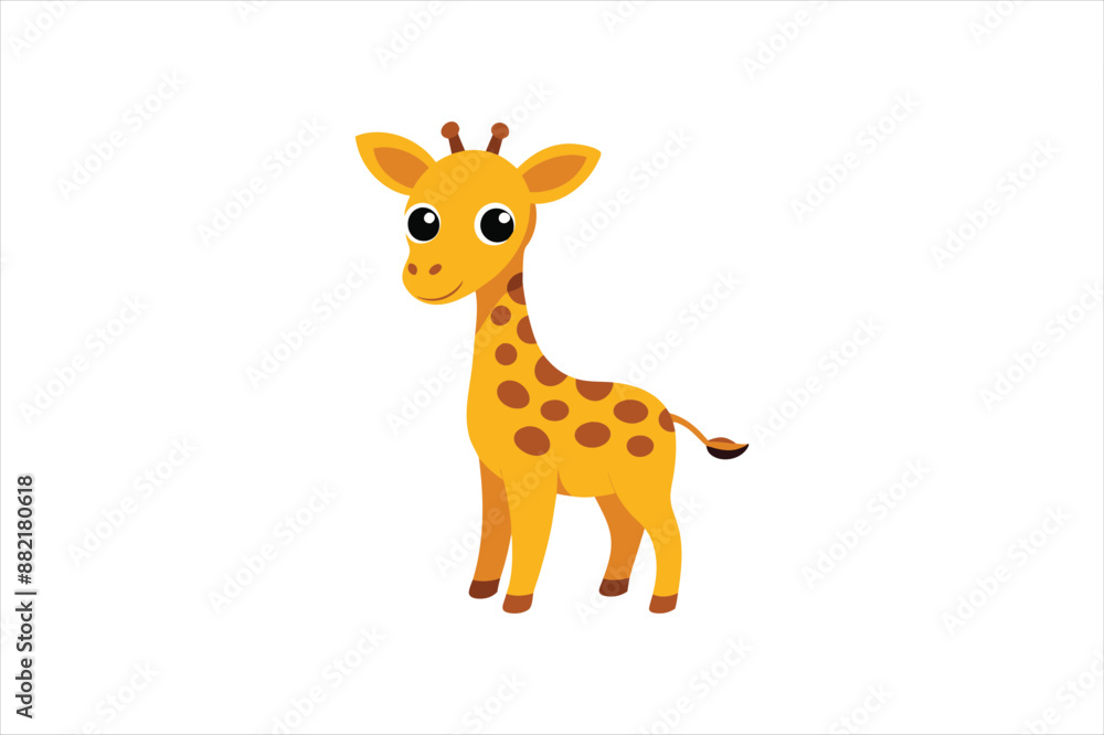 Obraz premium A curious baby giraffe looking around vector artwork illustration